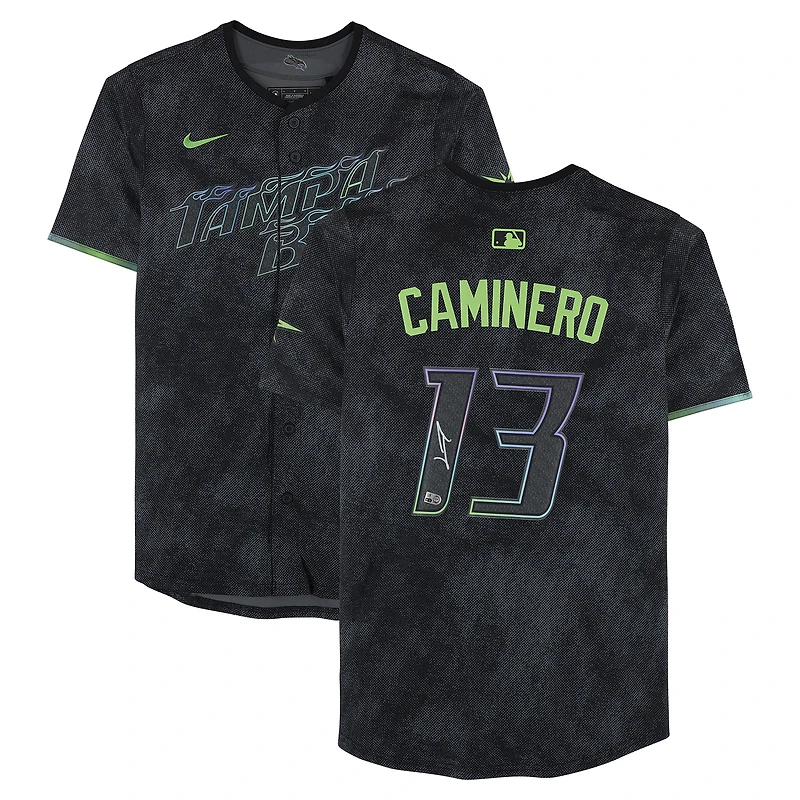 Junior Caminero Tampa Bay Rays Autographed Black Nike City Connect Limited Jersey
