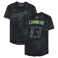 Junior Caminero Tampa Bay Rays Autographed Black Nike City Connect Limited Jersey