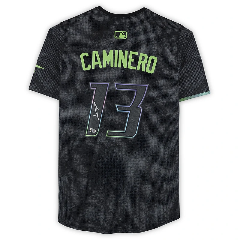 Junior Caminero Tampa Bay Rays Autographed Black Nike City Connect Limited Jersey