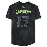 Junior Caminero Tampa Bay Rays Autographed Black Nike City Connect Limited Jersey