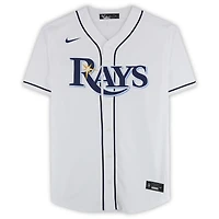 Maillot Nike blanc autographié par Junior Caminero des Tampa Bay Rays