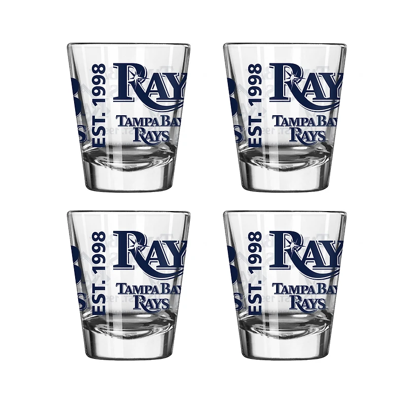 Ensemble de 4 verres à shot de 6 cl (2 oz) Logo Brands Tampa Bay Rays