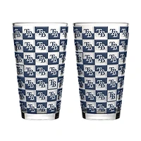 Logo Brands Tampa Bay Rays Two-Pack Gridiron Stained 16oz. Pint Glass Set