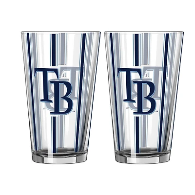 Logo Brands Tampa Bay Rays Two-Piece 16oz. Striped Pint Glass Set