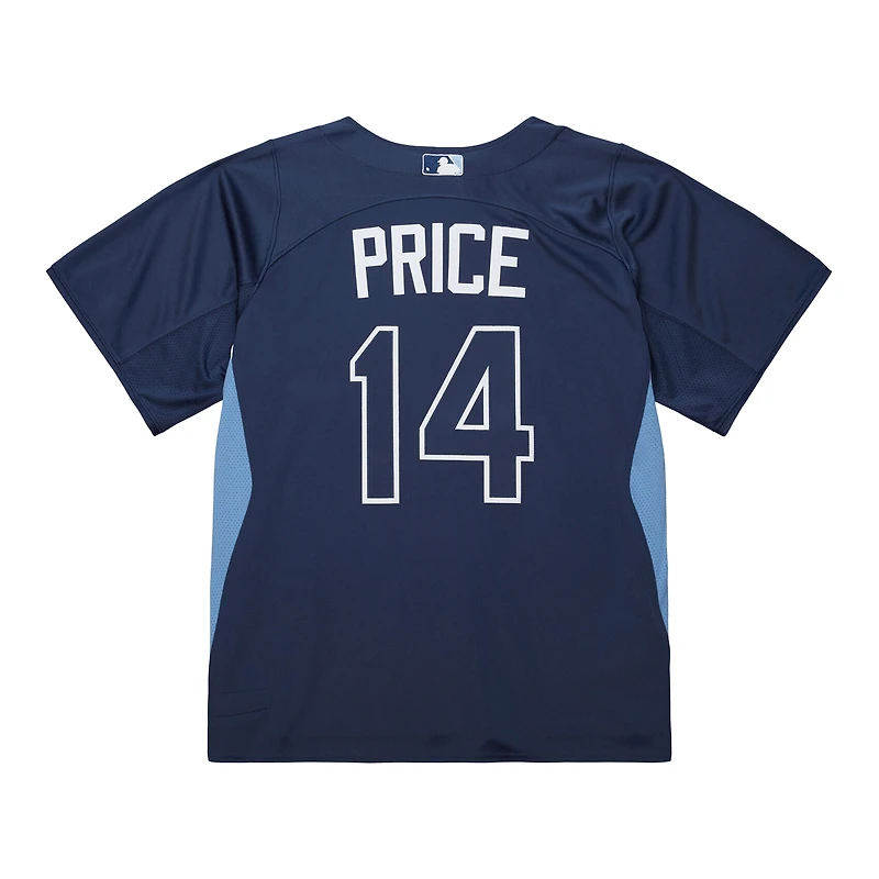 Maillot d'entraînement au bâton authentique bleu pour homme Mitchell & Ness David Price des Rays de Tampa Bay