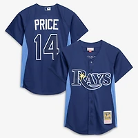 Maillot d'entraînement au bâton authentique bleu pour homme Mitchell & Ness David Price des Rays de Tampa Bay