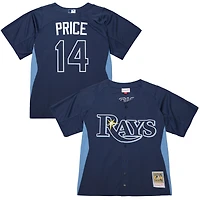 Maillot d'entraînement au bâton authentique bleu pour homme Mitchell & Ness David Price des Rays de Tampa Bay