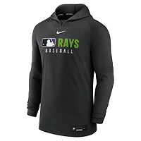 Sweat à capuche léger Dri-FIT Nike pour homme, coloris noir chiné Tampa Bay Rays Authentic Collection.