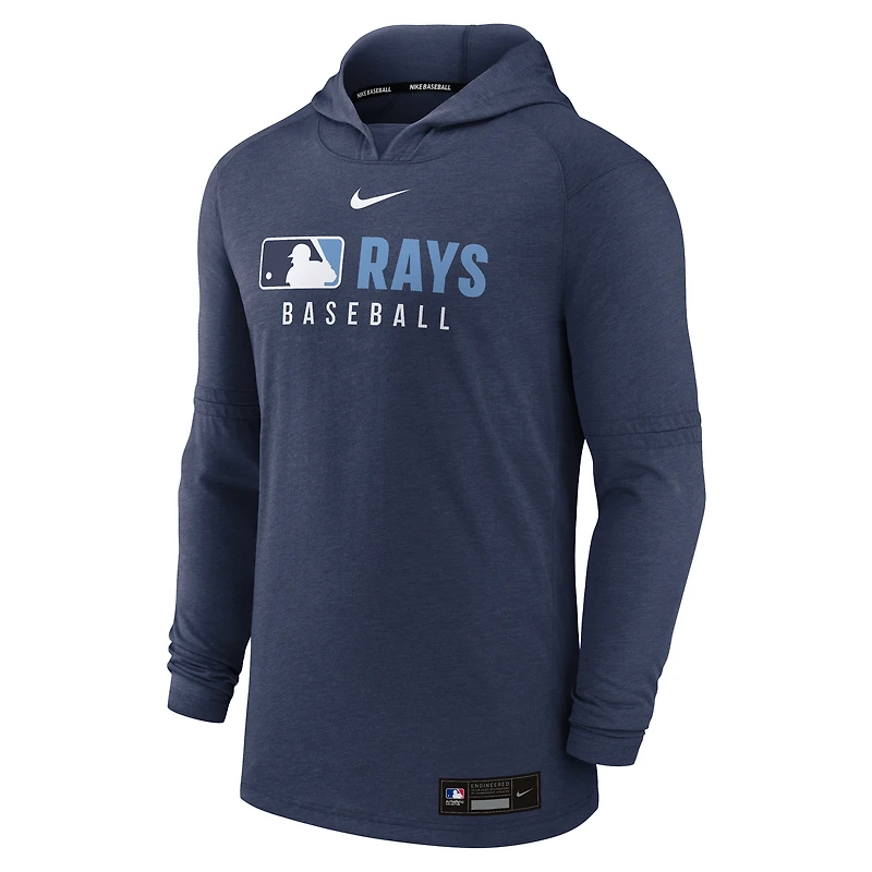 Sweat à capuche Nike bleu marine chiné Tampa Bay Rays Authentic Collection Tri-Blend Dri-FIT pour homme