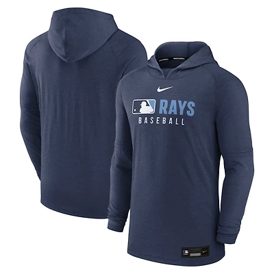 Sweat à capuche Nike bleu marine chiné Tampa Bay Rays Authentic Collection Tri-Blend Dri-FIT pour homme