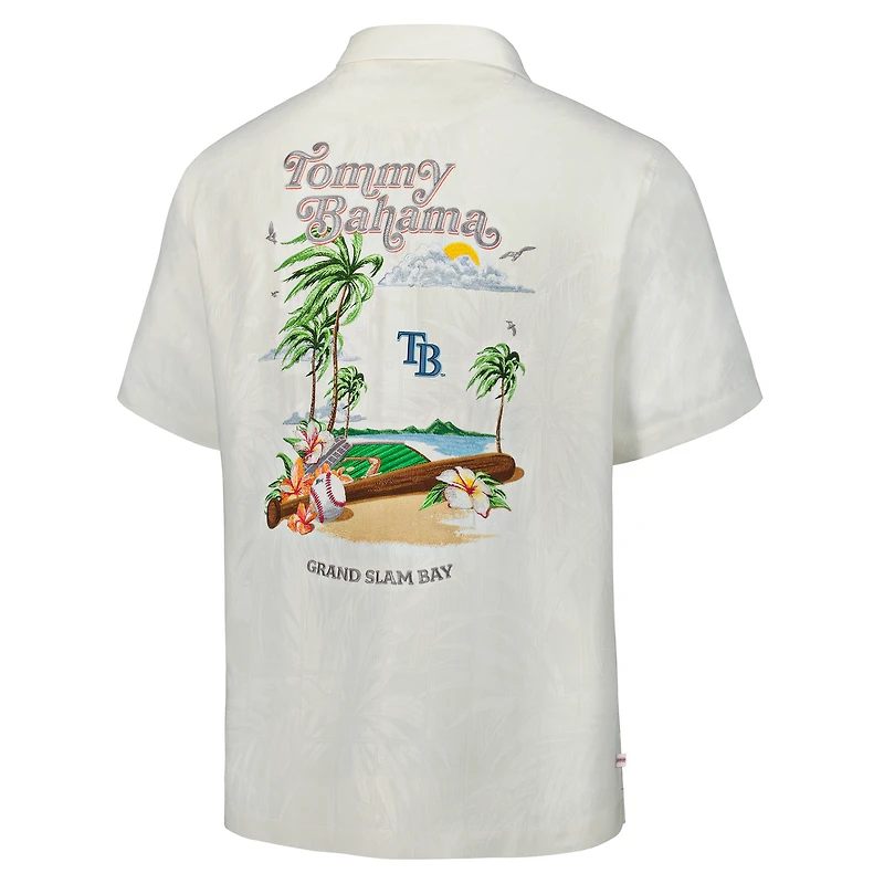 Chemise boutonnée Tommy Bahama blanche Tampa Bay Rays Grand Slam Camp pour homme