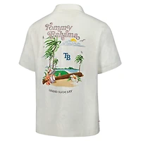 Chemise boutonnée Tommy Bahama blanche Tampa Bay Rays Grand Slam Camp pour homme