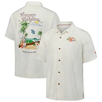 Men's Tommy Bahama  White Tampa Bay Rays Grand Slam Camp Button-Up Shirt