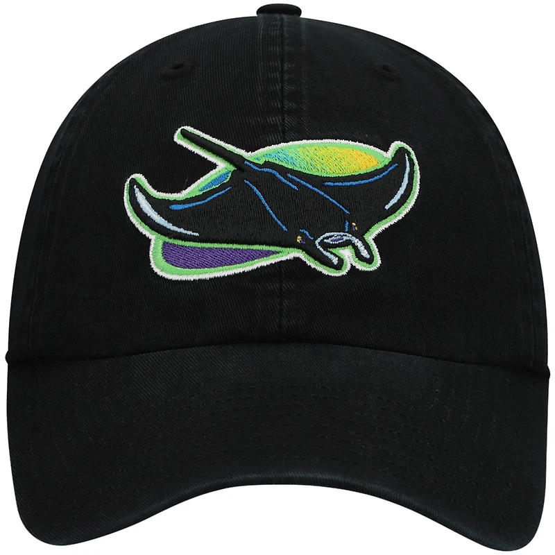Men's '47 Black Tampa Bay Rays 2000 Logo Cooperstown Collection Clean Up Adjustable Hat