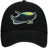 Men's '47 Black Tampa Bay Rays 2000 Logo Cooperstown Collection Clean Up Adjustable Hat