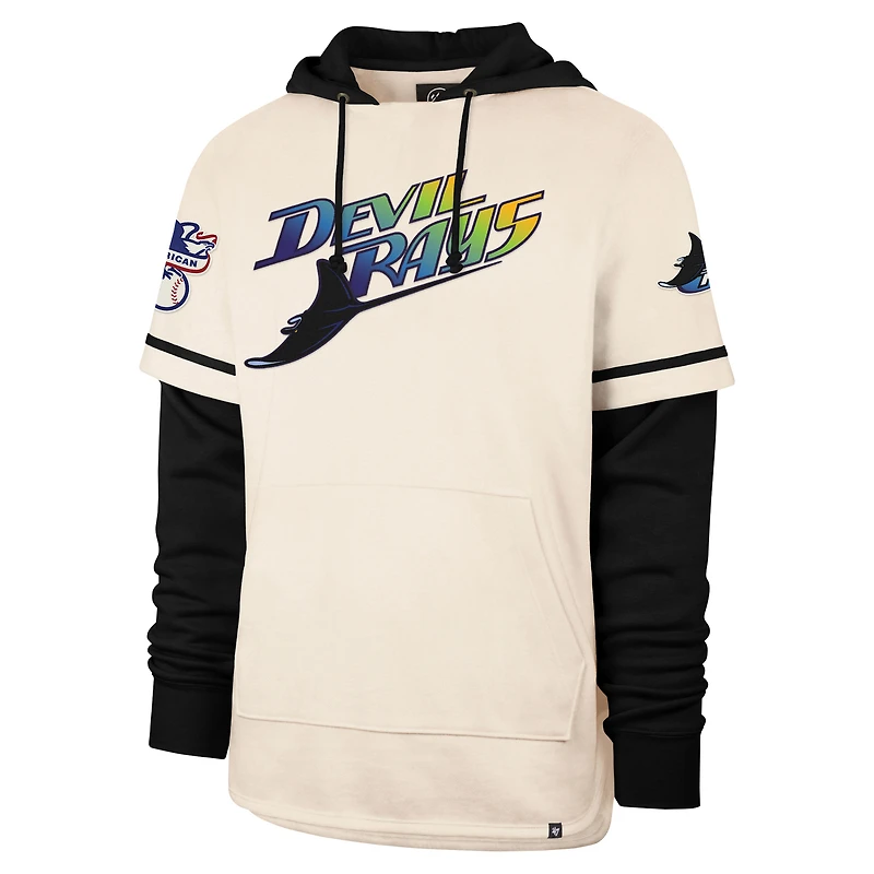 Men's '47 Cream Tampa Bay Rays Trifecta Shortstop Pullover Hoodie