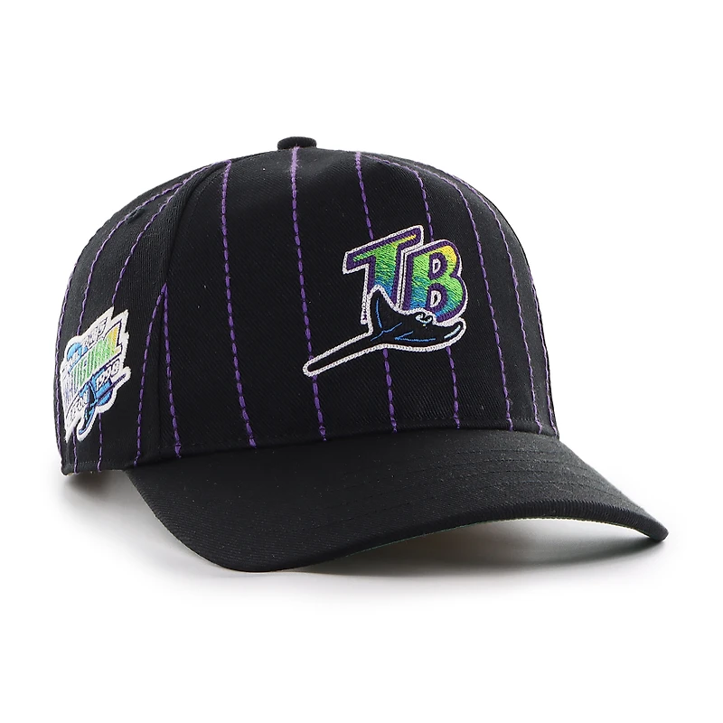 Men's '47 x Rawlings Black Tampa Bay Rays Pinstripe Hitch Adjustable Hat