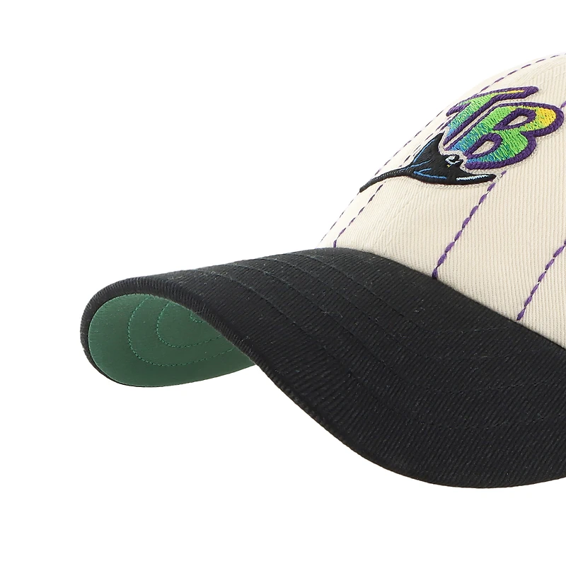 Men's '47 x Rawlings Natural/Black Tampa Bay Rays Pinstripe Clean Up Adjustable Hat