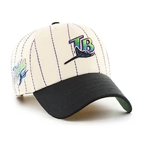 Men's '47 x Rawlings Natural/Black Tampa Bay Rays Pinstripe Clean Up Adjustable Hat