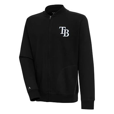 Men's Antigua  Black Tampa Bay Rays Victory Full-Zip Jacket