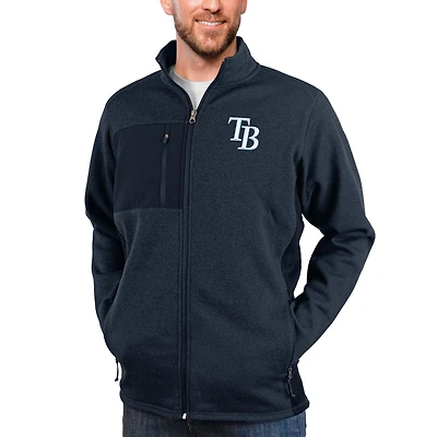 Men's Antigua Heathered Navy Tampa Bay Rays Course Full-Zip Jacket