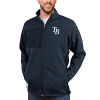 Men's Antigua Heathered Navy Tampa Bay Rays Course Full-Zip Jacket