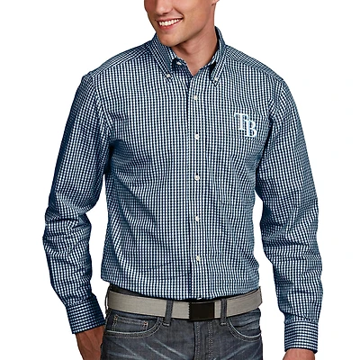 Men's Antigua Navy Tampa Bay Rays Associate Woven Big & Tall Long Sleeve Button-Down Shirt