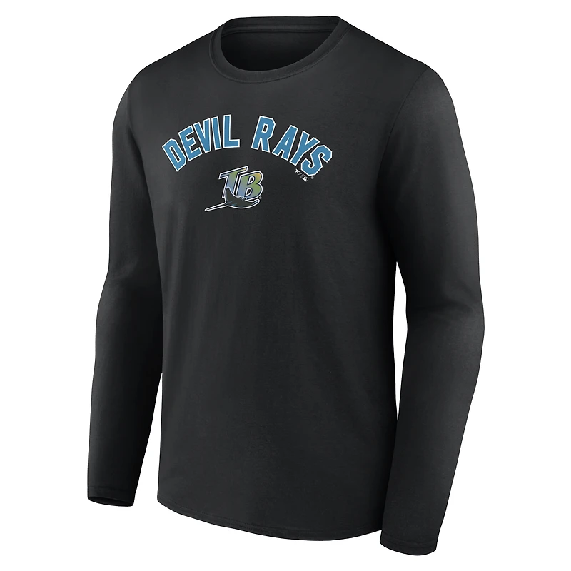 T-shirt à manches longues personnalisé noir pour homme, collection Cooperstown, Tampa Bay Rays, Winning Streak