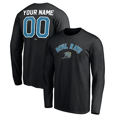 Men's Black Tampa Bay Rays Cooperstown Collection Winning Streak Custom Long Sleeve T-Shirt