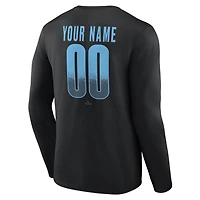 T-shirt à manches longues noir pour homme Tampa Bay Rays, domicile, personnalisé avec nom et numéro