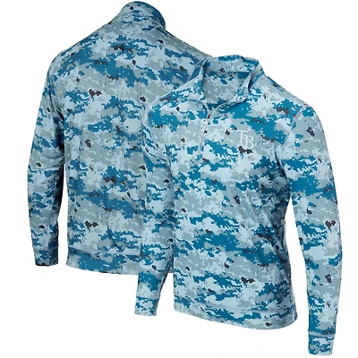Veste pull-over à col zippé bleu camouflage numérique Tampa Bay Rays pour homme