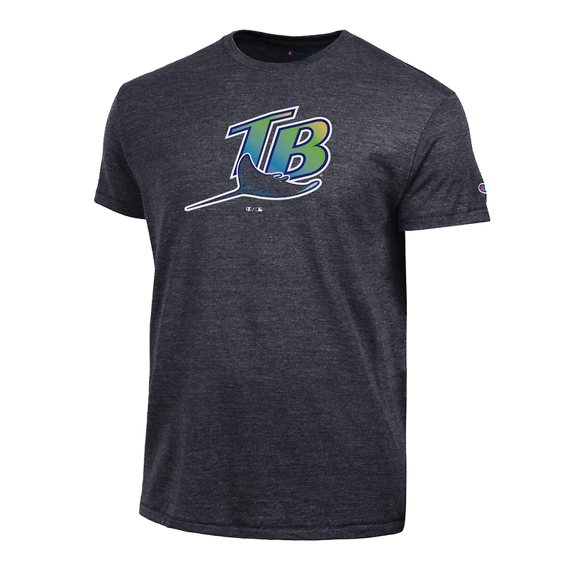 Men's Champion Black Tampa Bay Rays Cooperstown Logo Tri-Blend T-Shirt