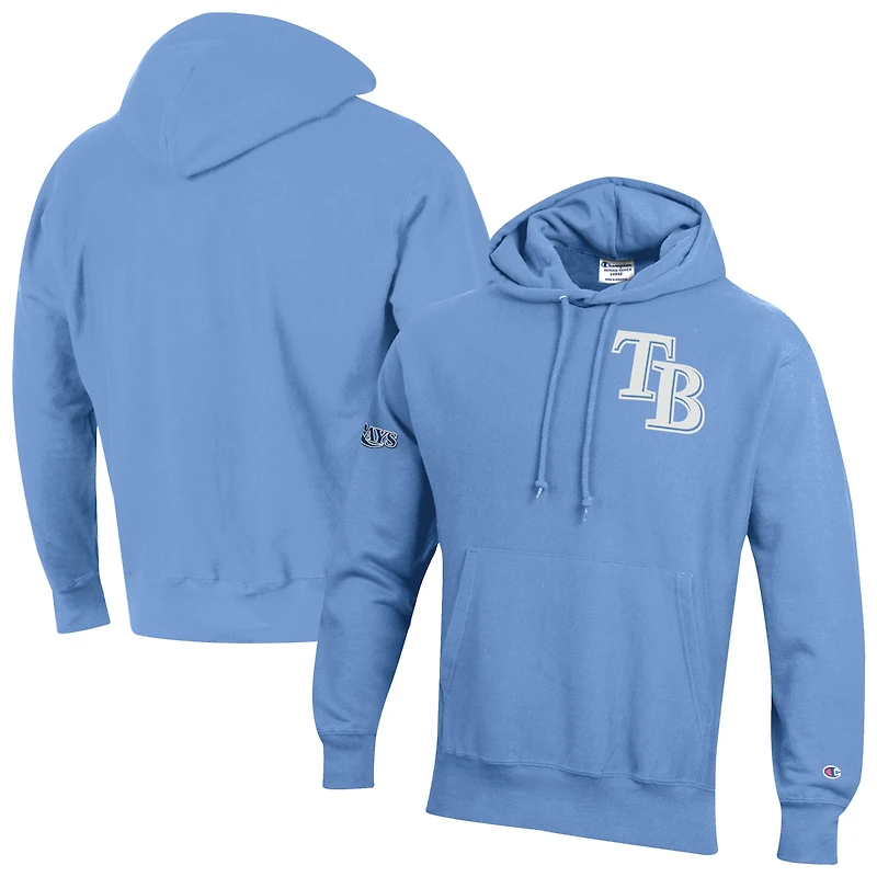 Men's Champion  Light Blue Tampa Bay Rays Reverse Weave Chenille Hoodie