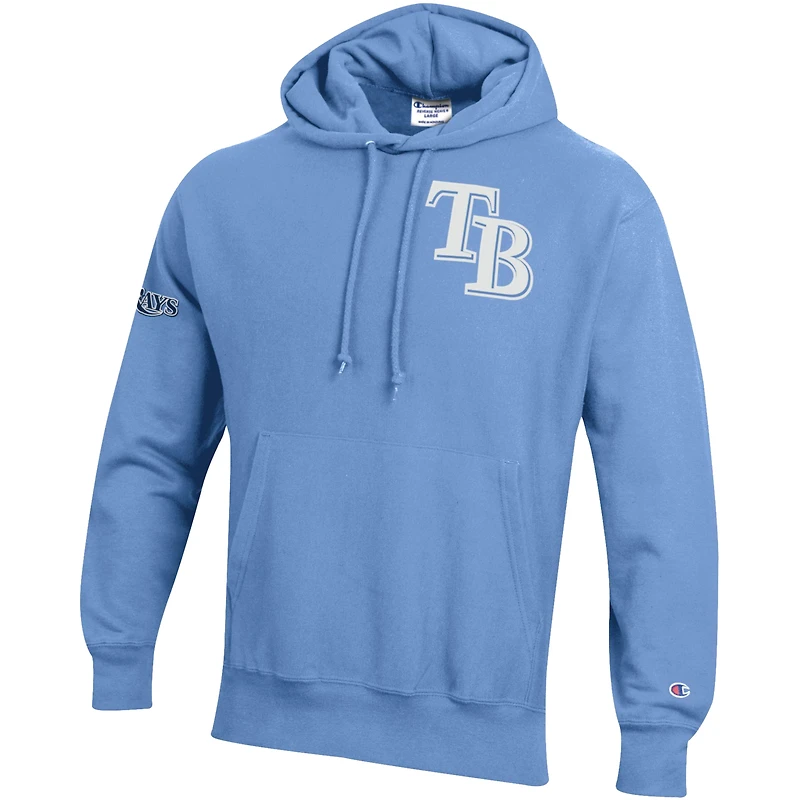 Men's Champion  Light Blue Tampa Bay Rays Reverse Weave Chenille Hoodie