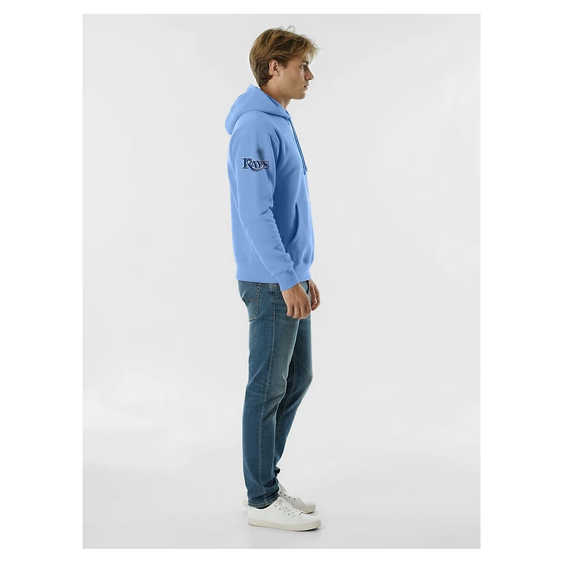 Sweat à capuche Champion bleu clair pour homme, en chenille tissée inversée, aux couleurs des Tampa Bay Rays.