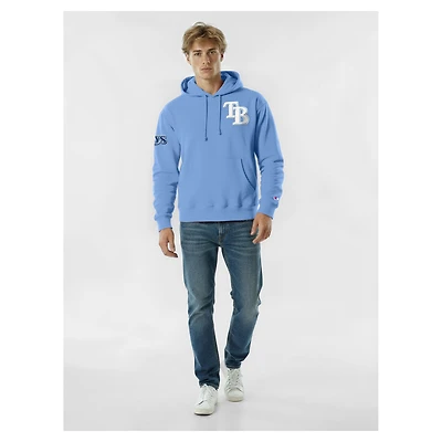 Men's Champion  Light Blue Tampa Bay Rays Reverse Weave Chenille Hoodie