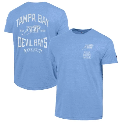 Men's Champion Light Blue Tampa Bay Rays Vintage 3-Hit Tri-Blend T-Shirt