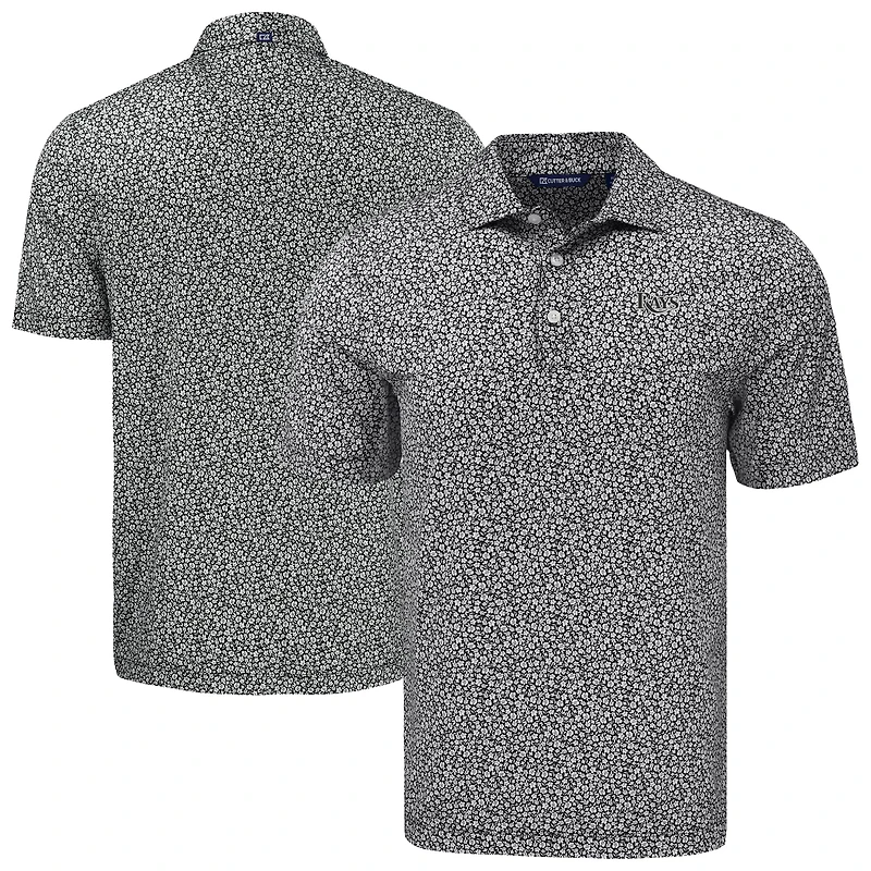 Polo recyclé à imprimé Pike Eco Flora pour homme, noir, Cutter & Buck, des Rays de Tampa Bay