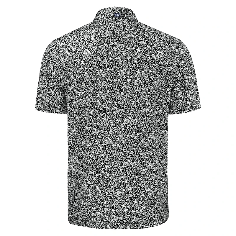 Polo recyclé à imprimé Pike Eco Flora pour homme, noir, Cutter & Buck, des Rays de Tampa Bay