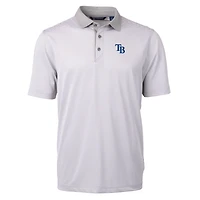 Polo recyclé à micro-rayures Virtue Eco Pique pour homme, gris/blanc, des Tampa Bay Rays, Cutter & Buck