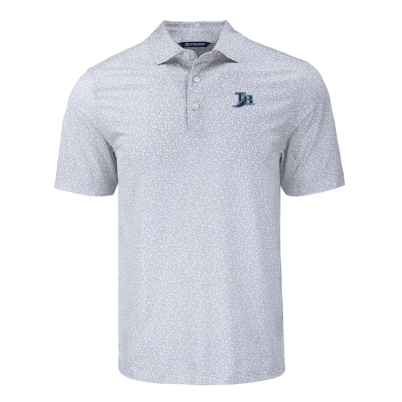 Polo recyclé à imprimé Pike Eco Flora pour homme, gris, Cutter & Buck, des Rays de Tampa Bay