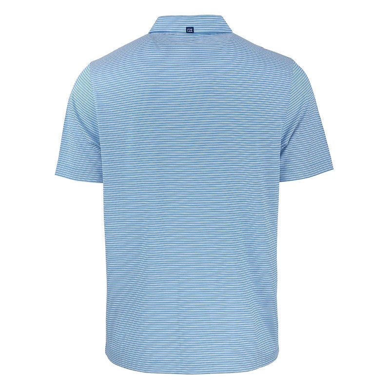 Men's Cutter & Buck Light Blue/White Tampa Bay Rays Forge Eco Double Stripe Stretch Recycled Polo