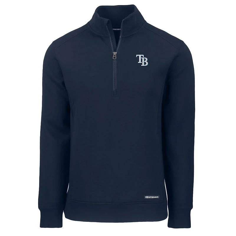 Men's Cutter & Buck Navy Tampa Bay Rays Roam Eco Recycled Quarter-Zip Pullover