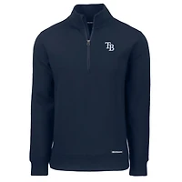 Men's Cutter & Buck  Navy Tampa Bay Rays Roam Eco Recycled Quarter-Zip Pullover