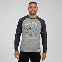 Men's Darius Rucker Collection by Fanatics  Heather Gray Tampa Bay Rays Raw Edge Raglan Long Sleeve Baseball T-Shirt