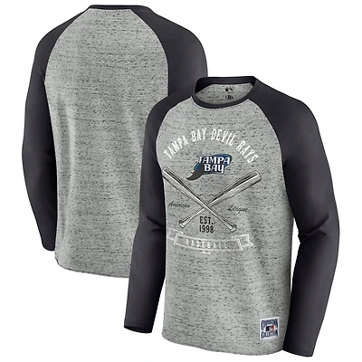 Men's Darius Rucker Collection by Fanatics  Heather Gray Tampa Bay Rays Raw Edge Raglan Long Sleeve Baseball T-Shirt