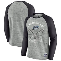 Men's Darius Rucker Collection by Fanatics  Heather Gray Tampa Bay Rays Raw Edge Raglan Long Sleeve Baseball T-Shirt