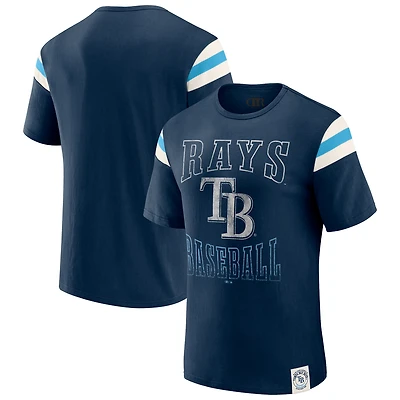 T-shirt rayé à manches vieillies bleu marine des Tampa Bay Rays pour homme, collection Darius Rucker par Fanatics