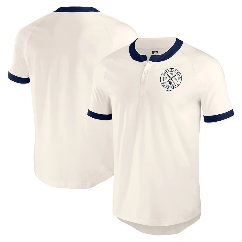 T-shirt Henley Raglan blanc des Rays de Tampa Bay la collection Darius Rucker par Fanatics pour hommes