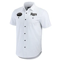 Men's Darius Rucker Collection by Fanatics White Tampa Bay Rays Pin Stripe Short Sleeve Button-Up Shirt